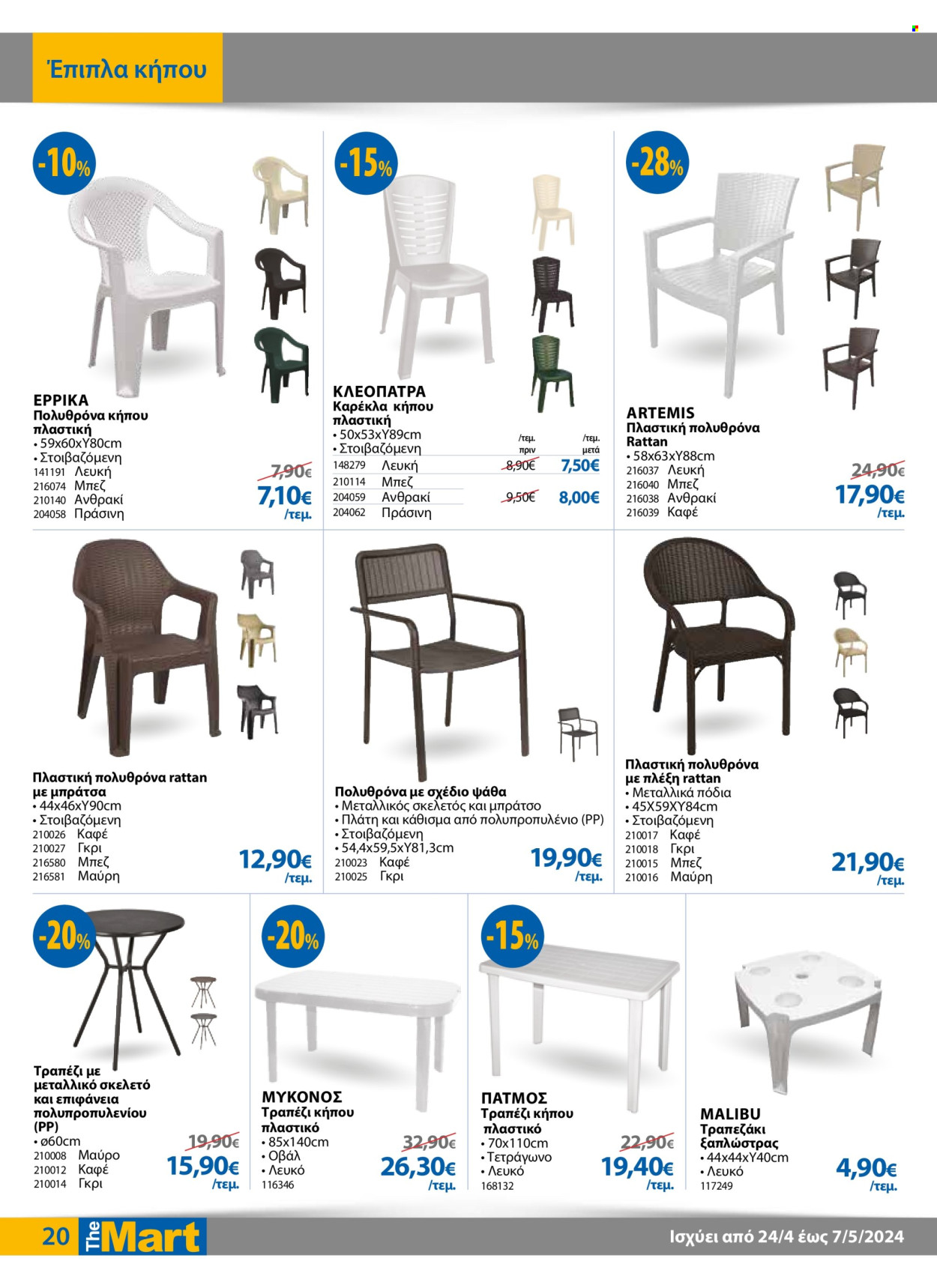 thumbnail - Φυλλάδια The Mart - 24.04.2024 - 07.05.2024 - Εκπτωτικά προϊόντα - καρέκλα, ποδιά, έπιπλα κήπου, καρέκλα κηπου. Σελίδα 20.