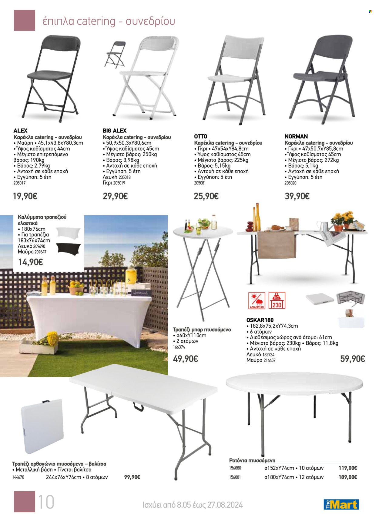 thumbnail - Φυλλάδια The Mart - 08.05.2024 - 27.08.2024 - Εκπτωτικά προϊόντα - τραπέζι, καρέκλα, αδιάβροχο, ελαστικά. Σελίδα 10.