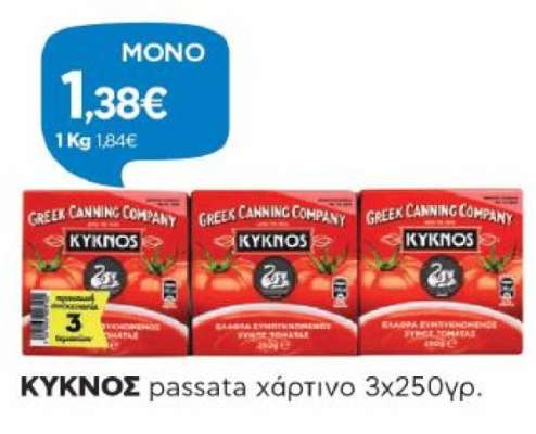 ΚΥΚΝΟΣ passata χάρτινο 3x250γρ.