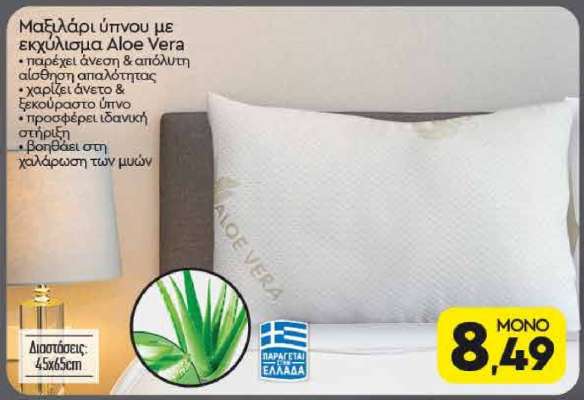 Μαξιλάρι ύπνου με εκχύλισμα Aloe Vera